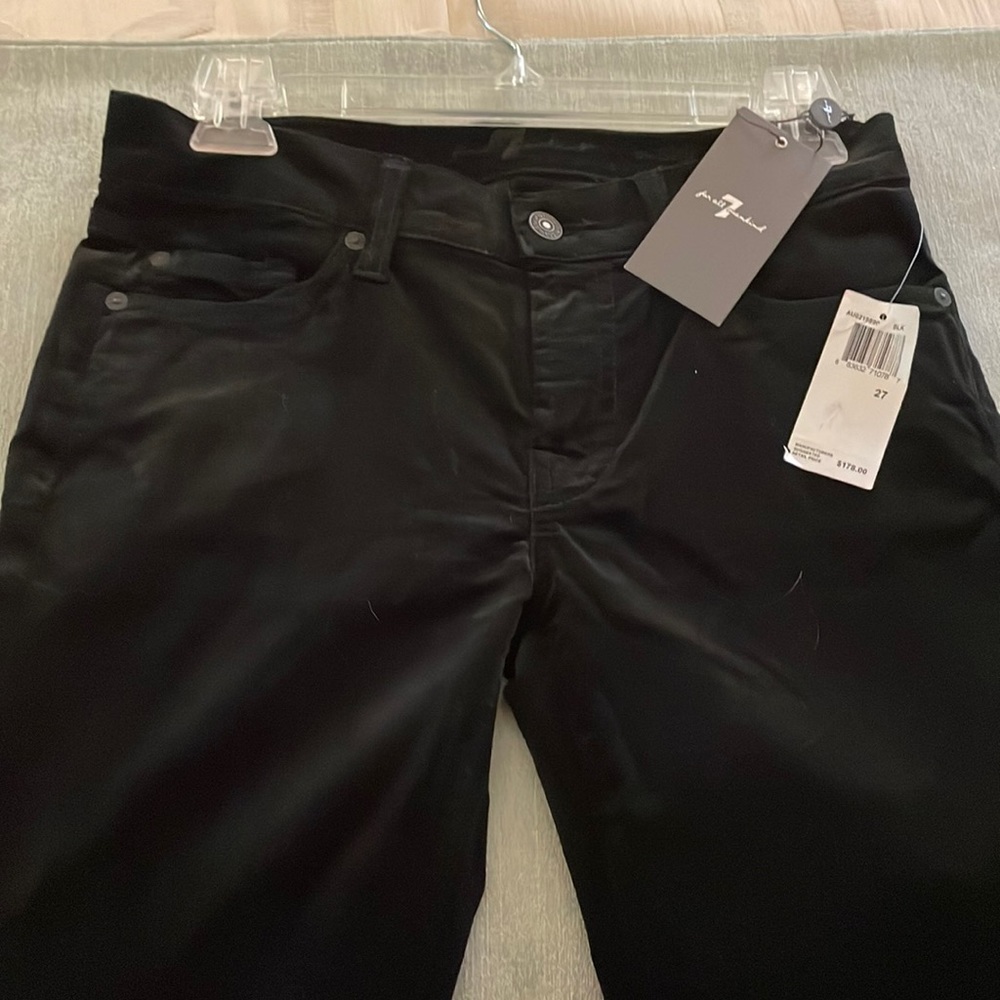 NWT 7 For All Mankind Skinny Bootcut Black Velvet Jeans 27